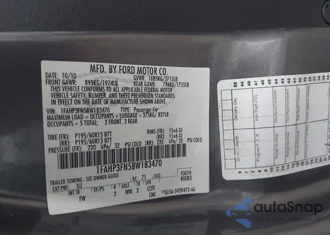 2011 Ford Focus Se из США, поврежденный, VIN 1FAHP3FN5BW183470